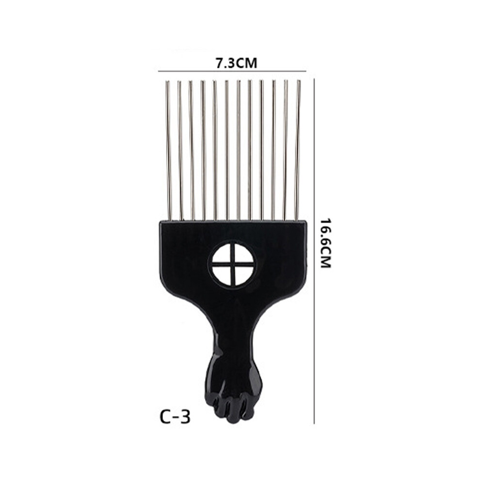Unisex Black (C3) Afro Comb With Fist African Hair Pik Professional Styling