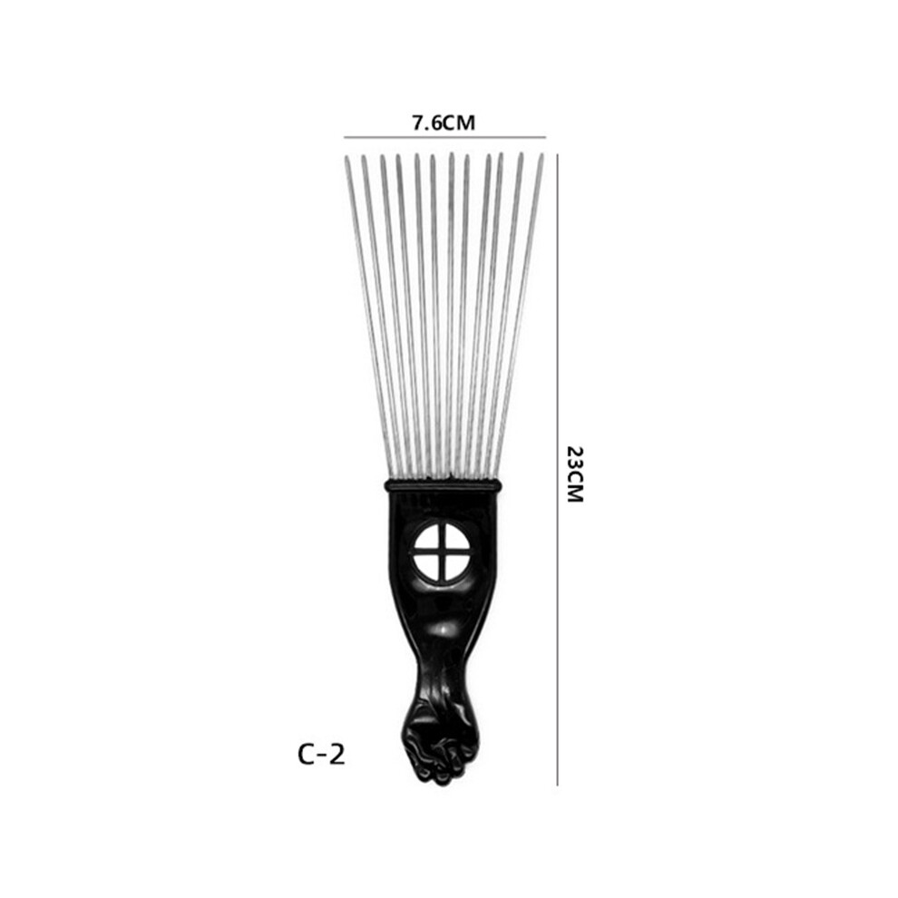 Unisex Black (C2) Afro Comb With Fist African Hair Pik Professional Styling