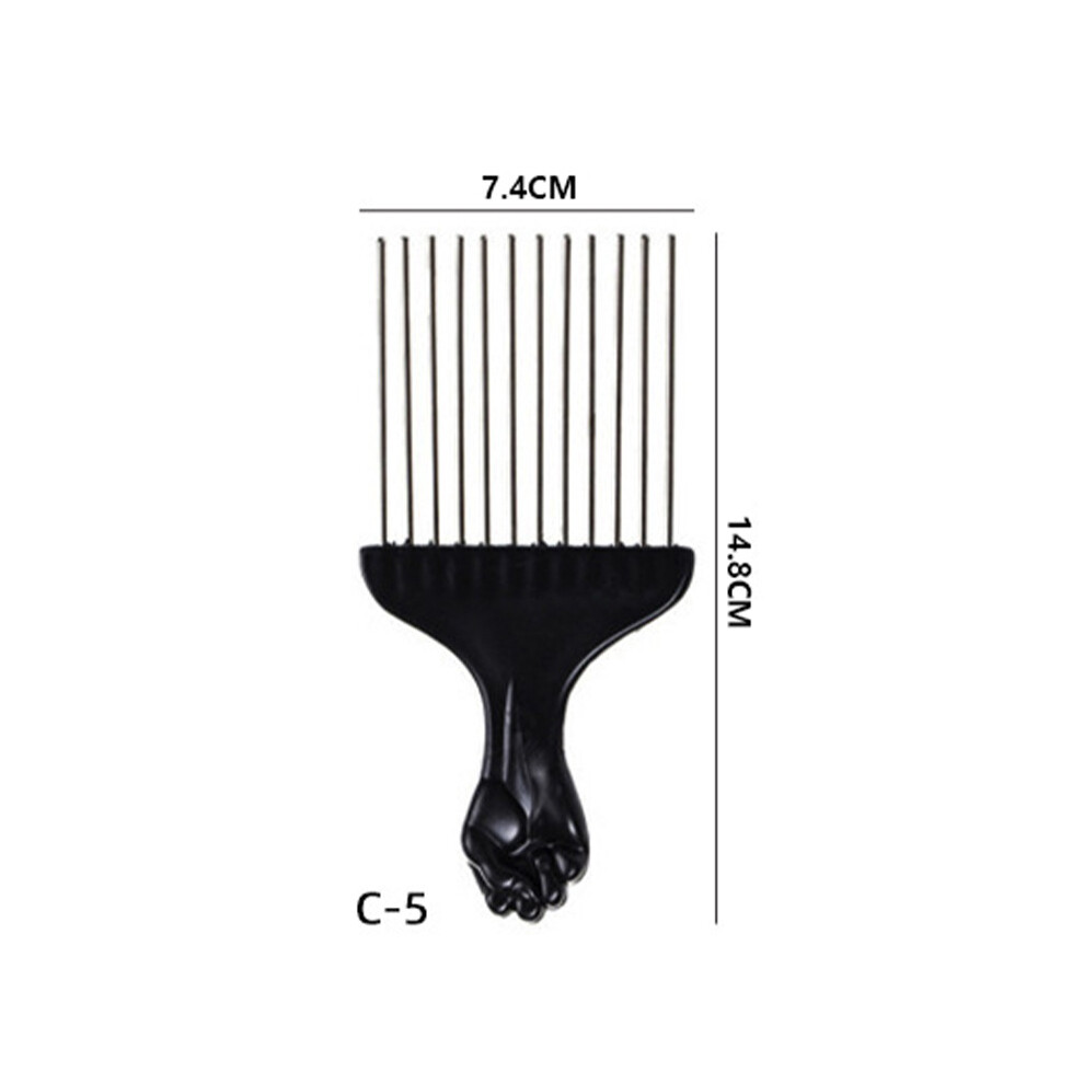 Unisex Black (12 Pin-C5) Afro Comb With Fist African Hair Pik Professional Styling