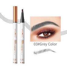 (Gray) 4 Fork Liquid Tattoo Eyebrow Ink Pen Long Lasting Eye Brow Pencil 3D Makeup