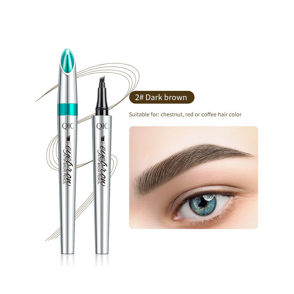 (Dark Curry) Eyebrow Pencil Tattoo Eyebrow 3D Liquid Ink Pen Waterproof 4 Fork Pencil Brow