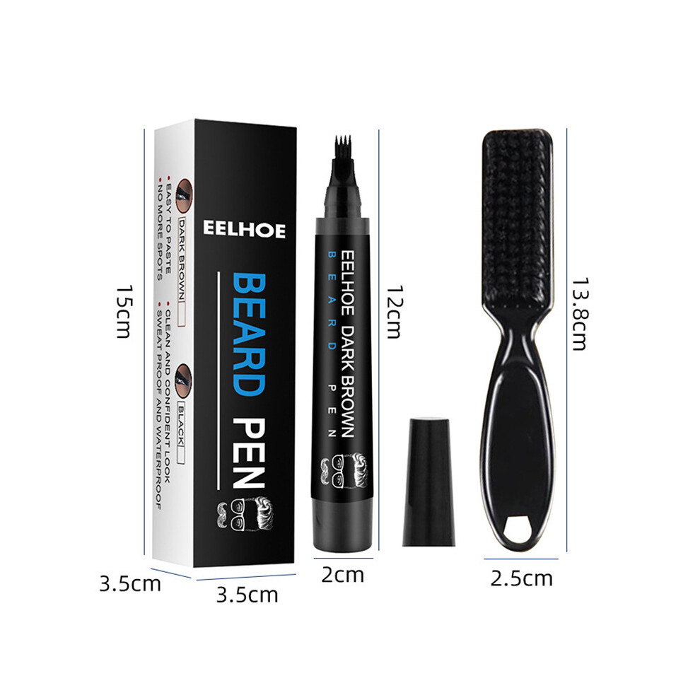 Brown (Brown) Beard Pencil Filler Kit Waterproof Long Last Moustache Eyebrow + Brush