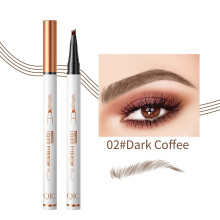 (Dark Curry) 4 Fork Liquid Tattoo Eyebrow Ink Pen Long Lasting Eye Brow Pencil 3D Makeup