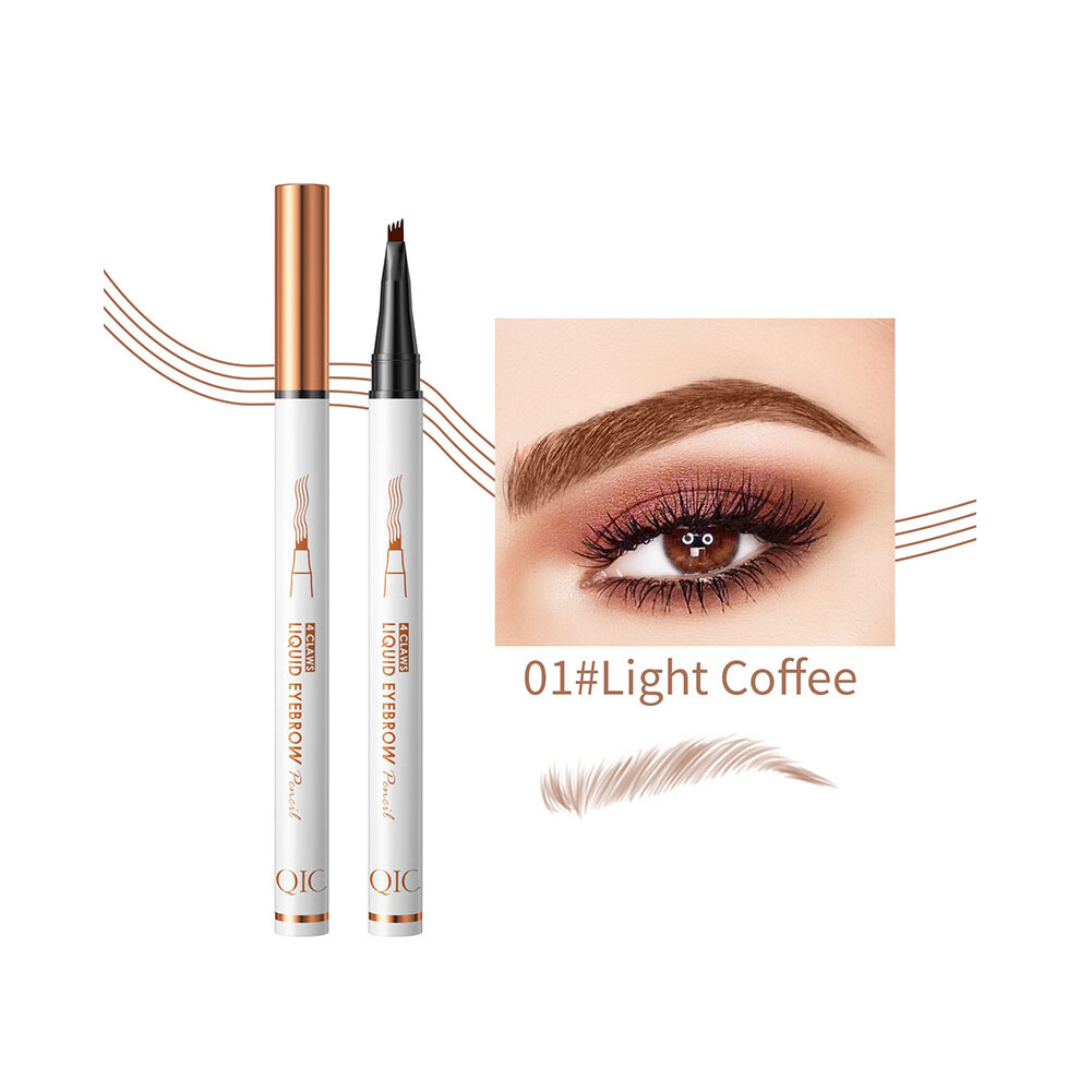 (Light Curry) 4 Fork Liquid Tattoo Eyebrow Ink Pen Long Lasting Eye Brow Pencil 3D Makeup