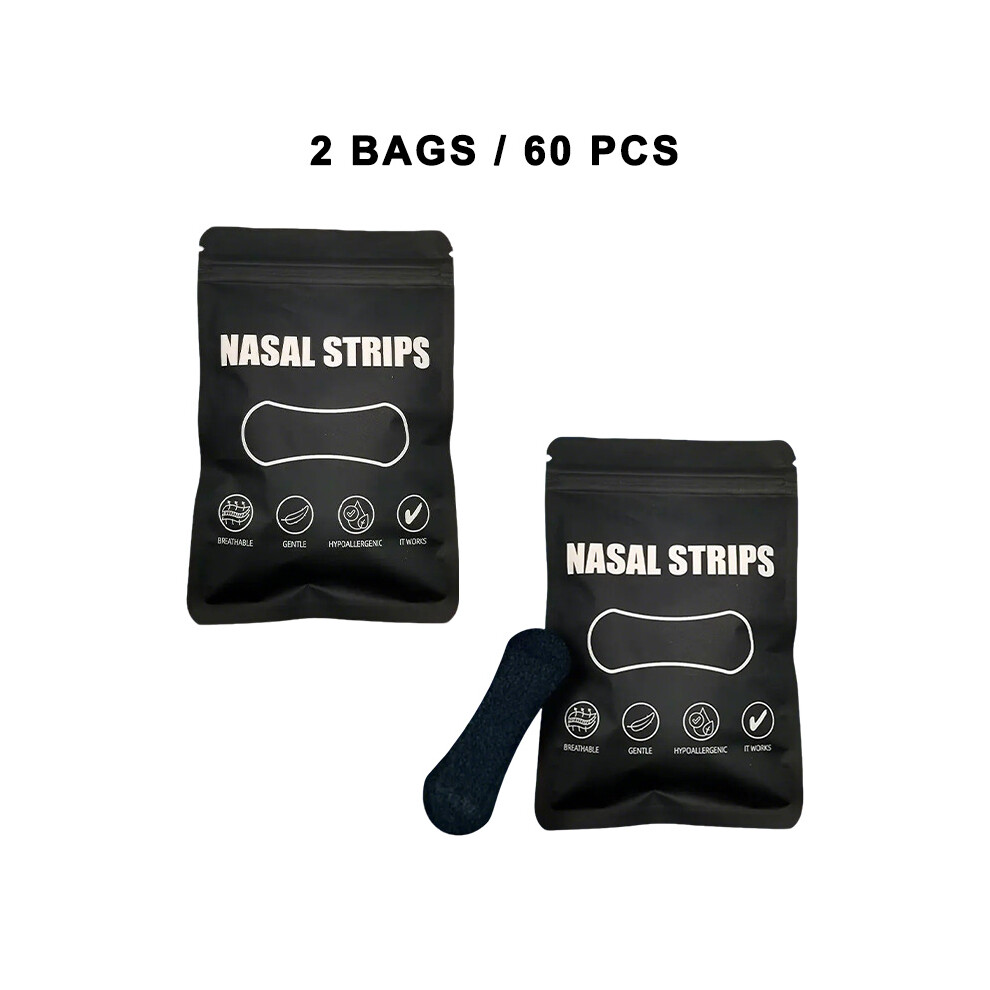 (2 BAGS/60 PCS) Stop Snoring Nasal Strips - Anti-Snore Nose Strips for Better Breathing & Easier Sleep