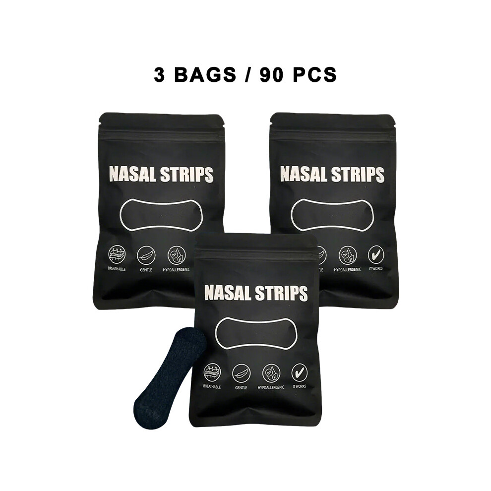 (3 BAGS/90 PCS) Stop Snoring Nasal Strips - Anti-Snore Nose Strips for Better Breathing and Easier Sleep