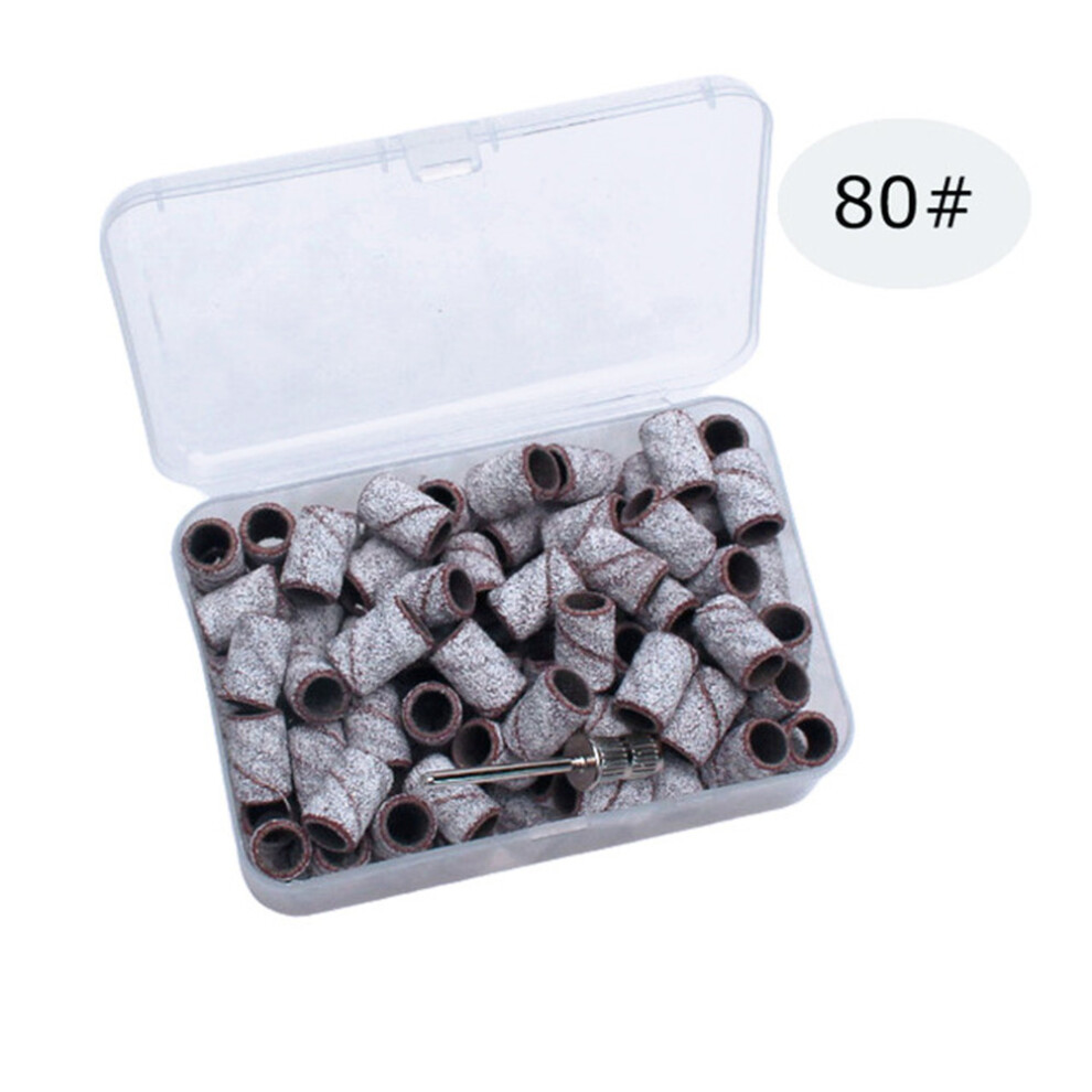 (80#) 100Pc White Nail Sanding Bands For Drill Bits - File & Polish Remover 113121676693