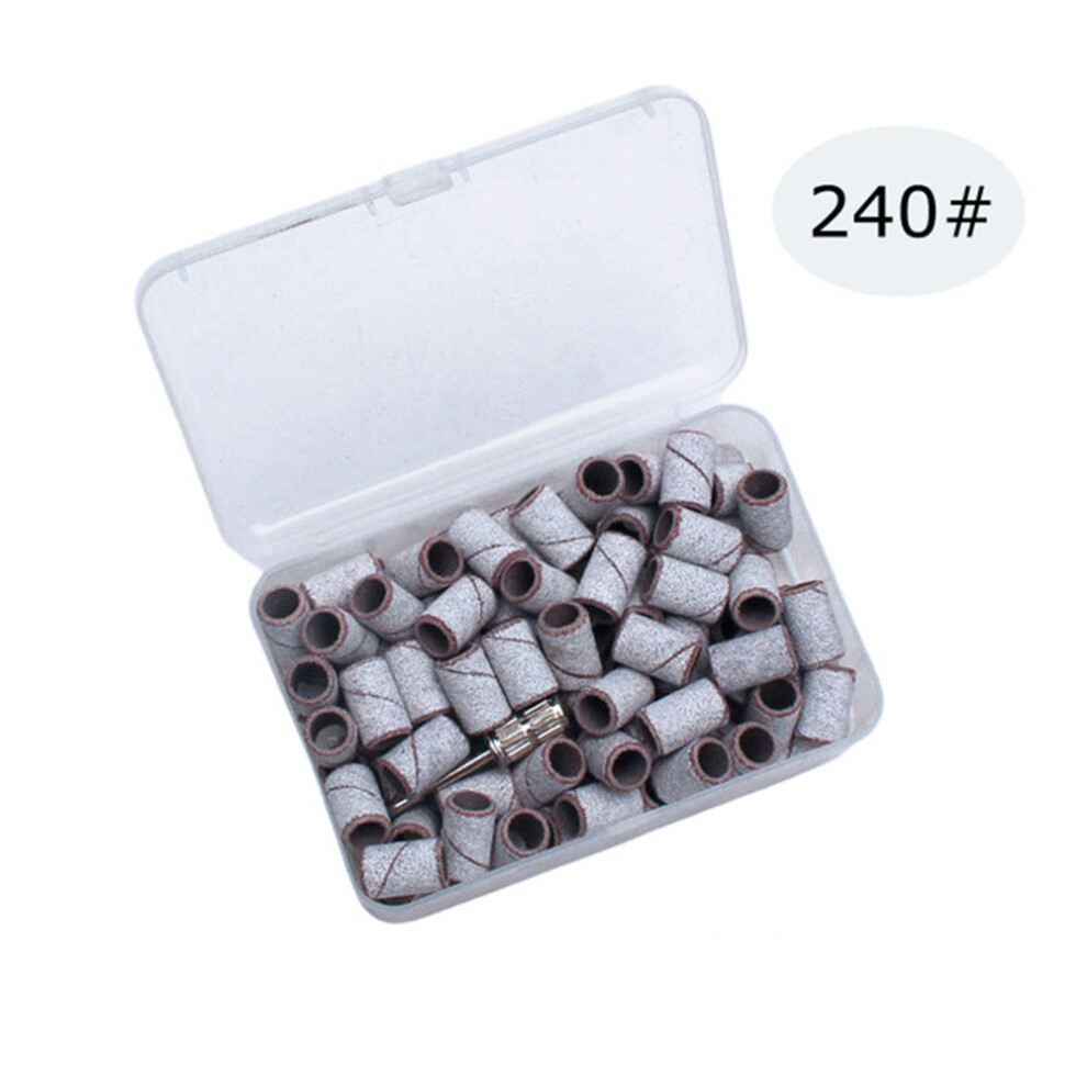 (240#) 100Pcs White Nail Sanding Bands For Drill Bits, File & Polish Remover 413590199984