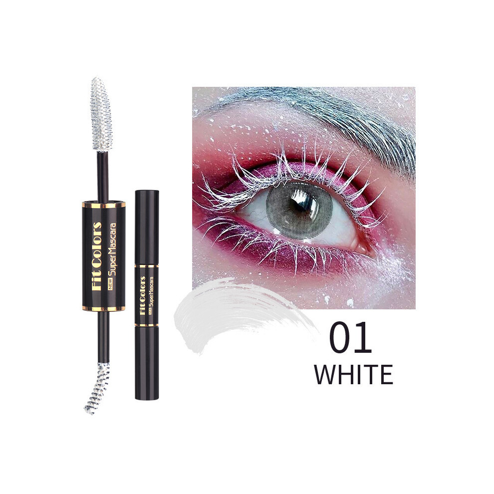 (WHITE) 5G Double Head Multi-coloured Eye Eyelash Makeup Bright Colorful Mascara