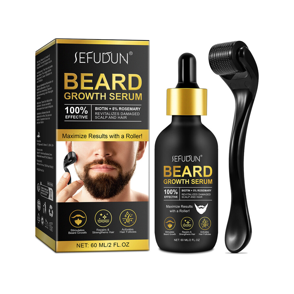 60ml Beard Growth Serum & Roller Kit for Thicker Facial Hair Growth