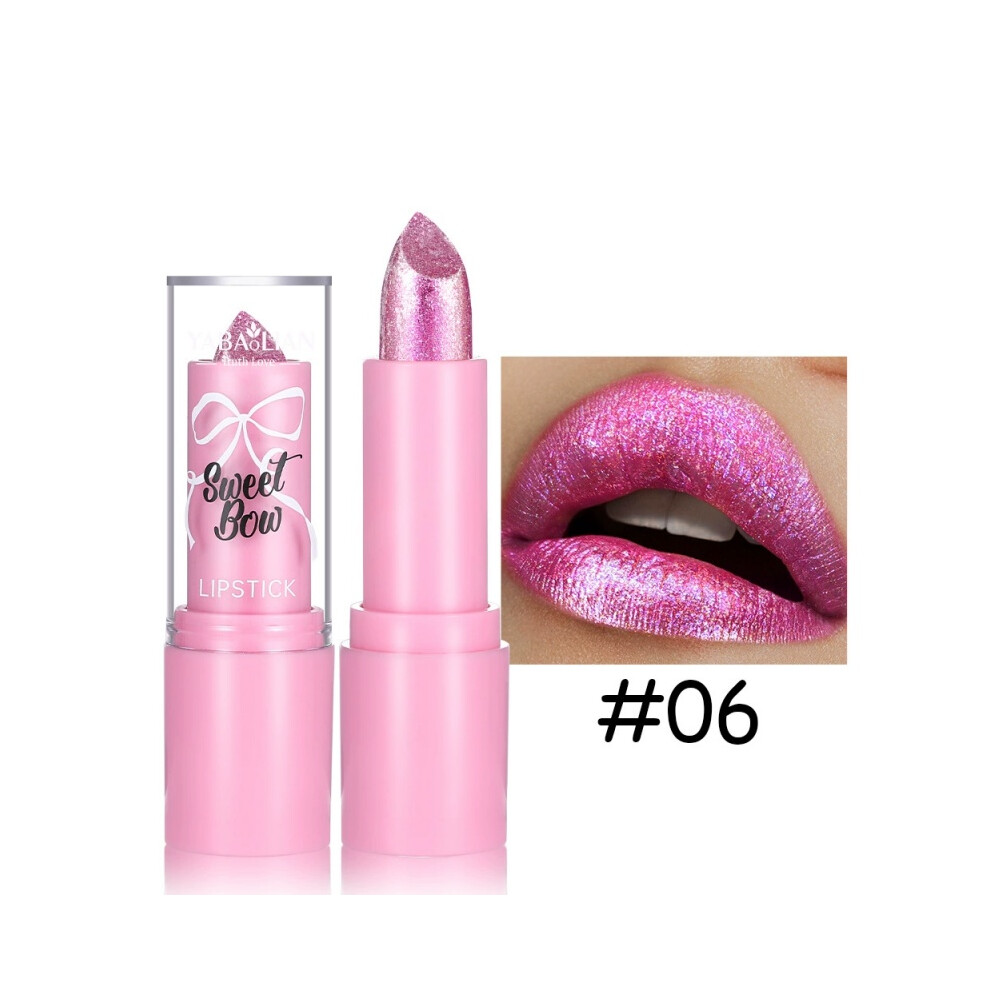 (#06) Pearlescent Pink Glitter Velvet Lipstick | Metallic Waterproof Long-Lasting Formula