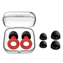 (Red) Reusable Soft Silicone Ear Plugs Noise Reduction Flexible Study Sleep EarPlugs