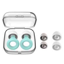 (Blue) Reusable Soft Silicone Ear Plugs Noise Reduction Flexible Study Sleep EarPlugs