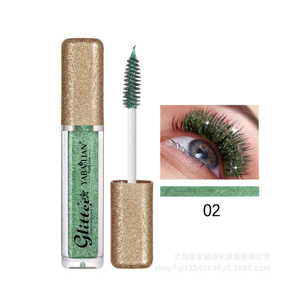 Green (02# ) 6 Color Sparkling Crushed Diamond Pearl Glitter Mascara Lengthening Effect 26.8G