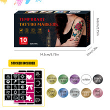 (10 Colours) 10/12/18/24 Color Temporary Skin Tattoo Markers, Bright Pens for Body Art