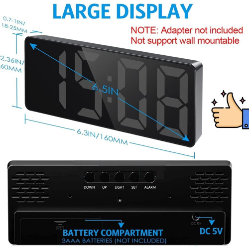 LED digital alarm clock with temperature display and 2