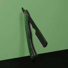 (Green) Technology wood handle stainless steel haircut razor folding razor