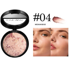 (04#Medium Beige) Setting Oil Control Pearl Baked Marble Pressed Powder 6 Color Baking Setting Powder