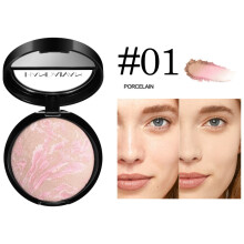 (01#Porcelain) 6-Color Baking Setting Powder, Oil Control Pearl Baked Marble Pressed Powder