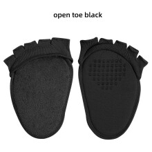 (Black Open Toe *5pairs) 5 pairs Ladies high heels invisible half palm five finger socks anti-slip sweat absorption half socks anti-friction toe socks