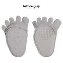 (Grey full toe *5pairs) 5 pairs Ladies high heels invisible half palm five finger socks anti-slip sweat absorption half socks anti-friction toe socks
