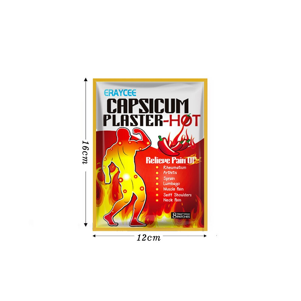(24 Pcs/3 Pack) 8Pcs/Pack Capsicum Plaster Hot Pain Relief Patches for Muscle Strain, Back Pain