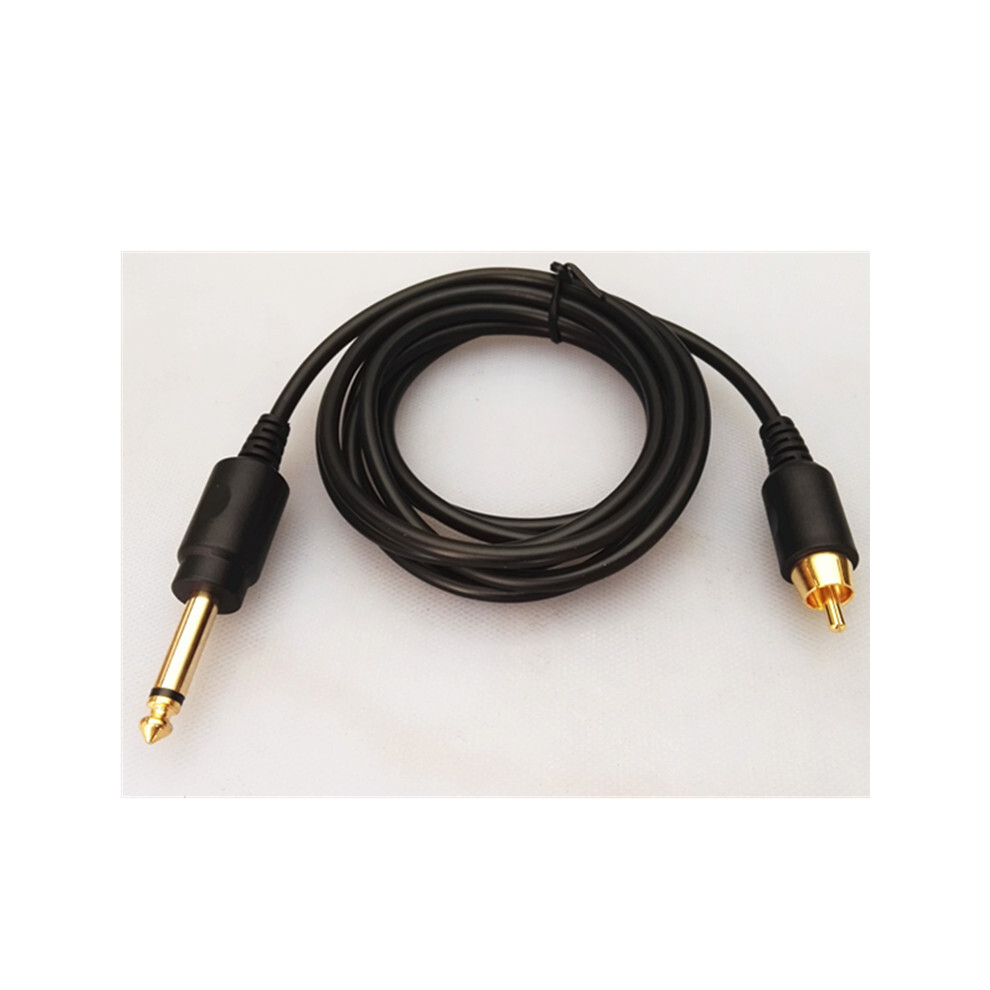 Black 2M High Quality Tattoo Machine Rca Clip Cord Copper Wire Core Soft Leather
