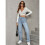 Jean Ample Taille Haute Décontracté pour Femme Bleu M 5