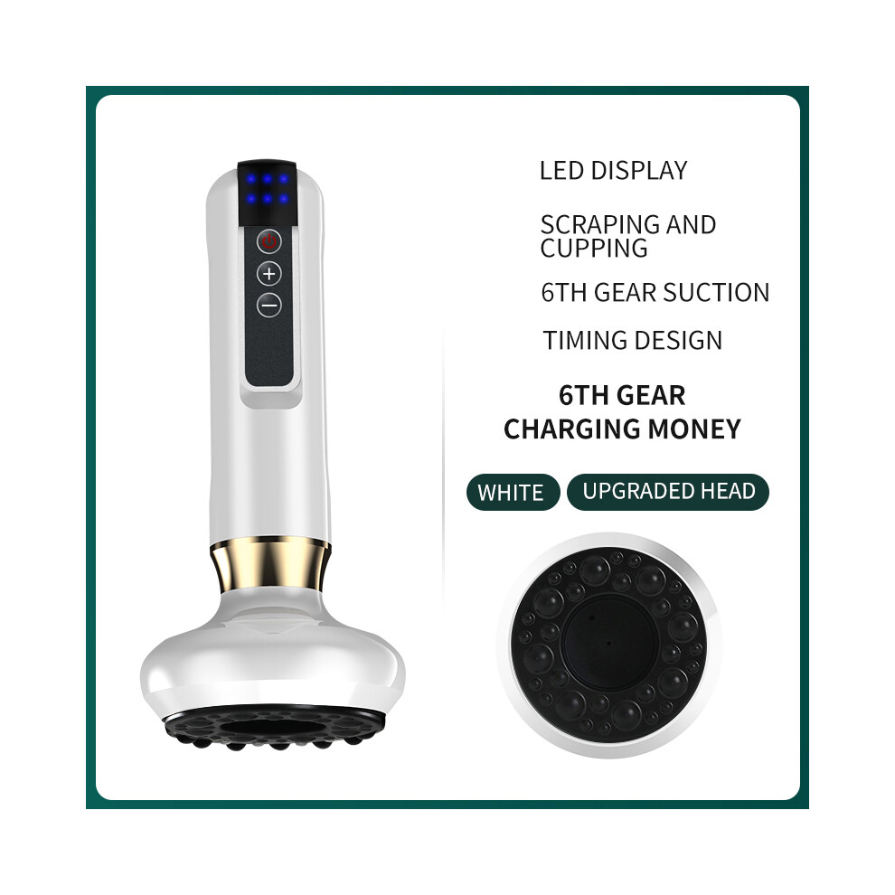 White (6-Speed ) Electric Cupping Massager Vacuum Suction Cup Guasha Anti Cellulite Beauty
