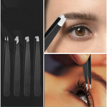 Tweezers Set 4-Piece Professional Stainless Eyebrow Hair Pluckers