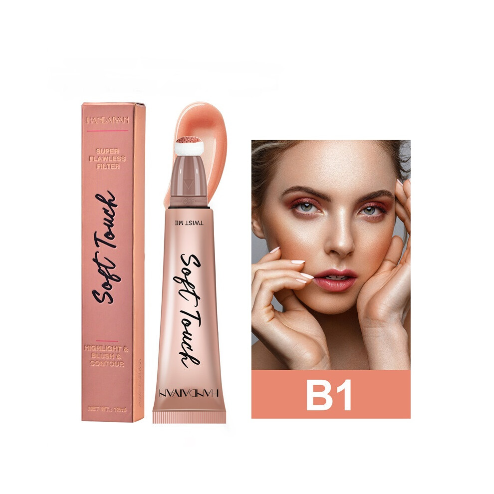 (B1# Blush) 12ML Natural Blush Liquid Beauty Wand Women Face Lasting Shimmer Highlight Blush