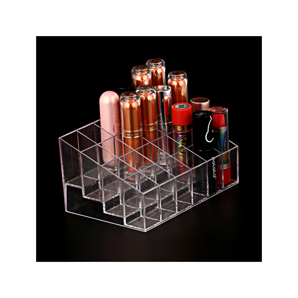 24-Slot Clear Acrylic Lipstick Organizer | Makeup Storage Case & Cosmetic Display Holder
