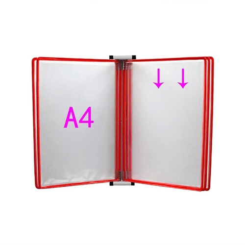 Wall Mount Display System A4 Flip File Holder with 5 LetterSize Pockets, Metal Frame for Quick Document Access 1