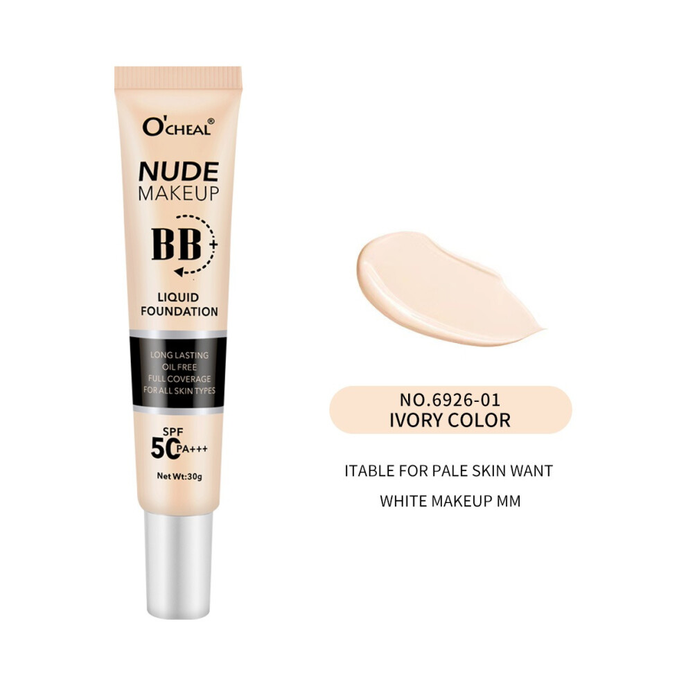 Cream/Ivory (Bb Ivory) Bb /Cc Full Cover Face Base Liquid Foundation Makeup Waterproof