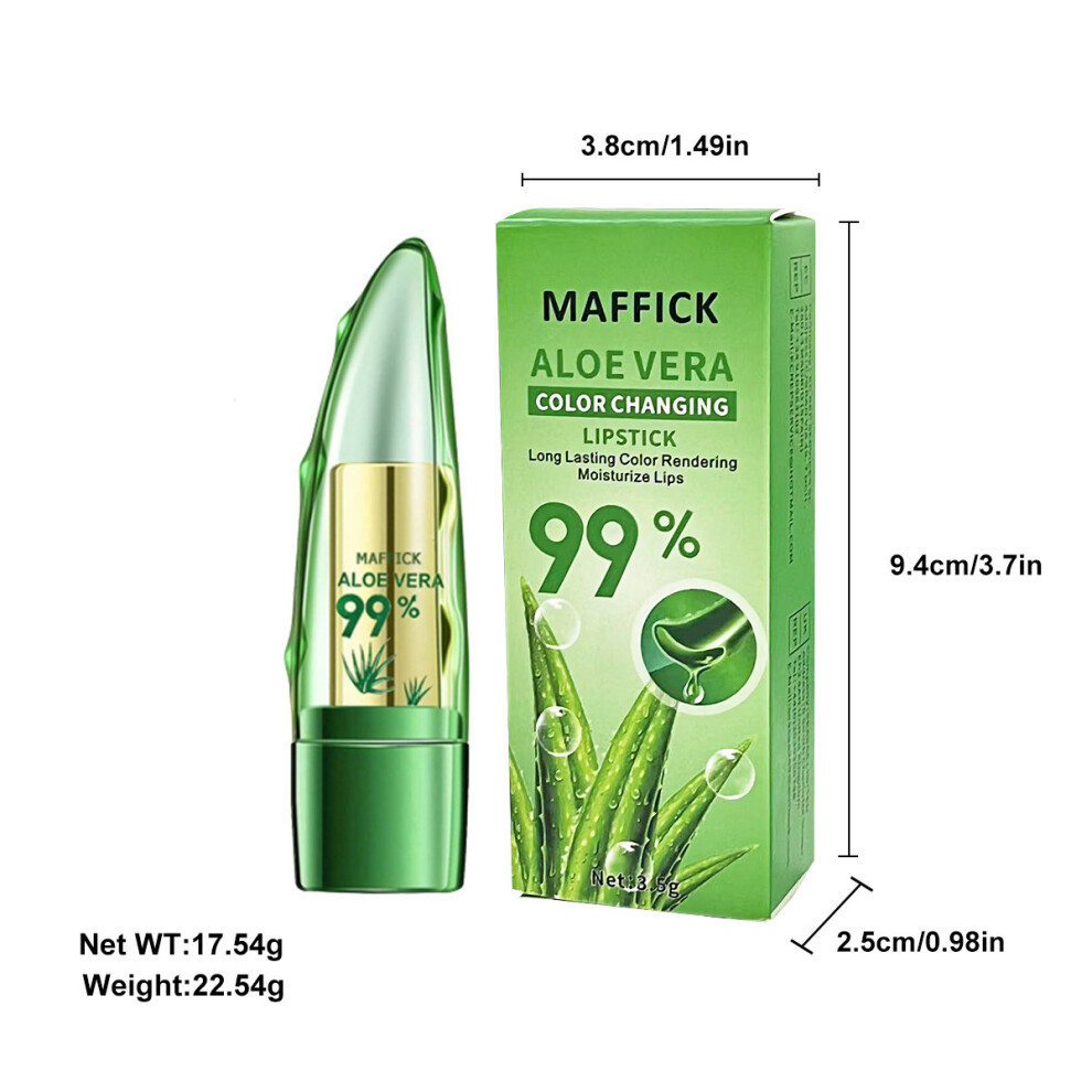 (2PCS) Aloe Vera Lipstick Lip Balm Color Mood Changing Long Lasting Moisturizing