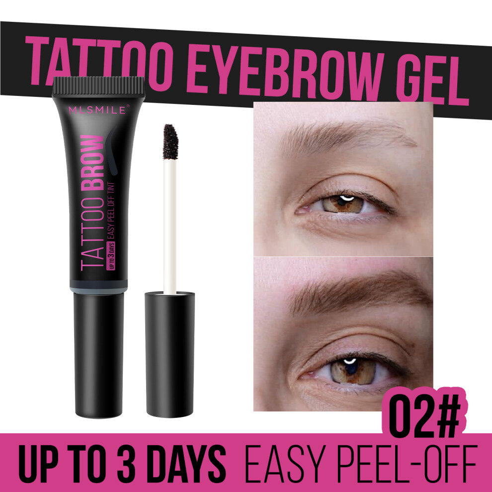 (02#) 3 Colors Peel-Off Eyebrow Tattoo Tint Brow Gel Waterproof Long Lasting Makeup