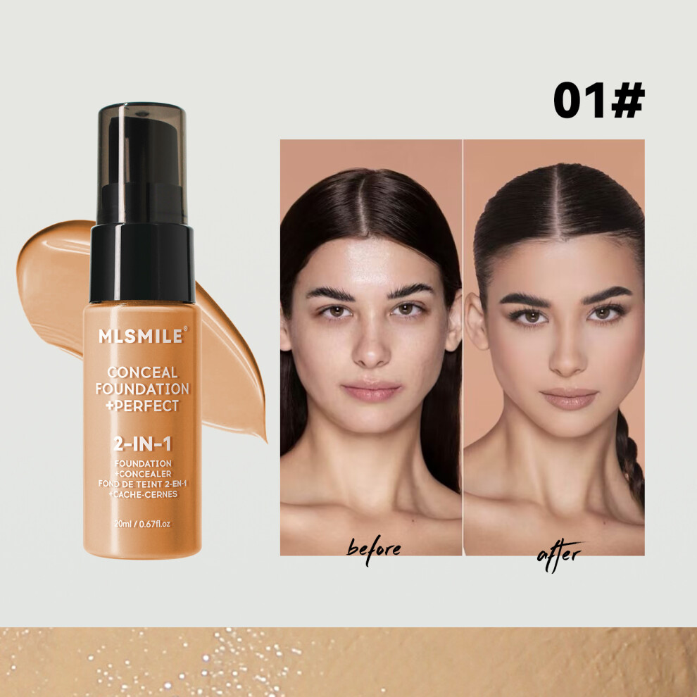 (01#) 6Color Foundation Long Lasting No Makeup Removal Waterproof Concealer Foundation