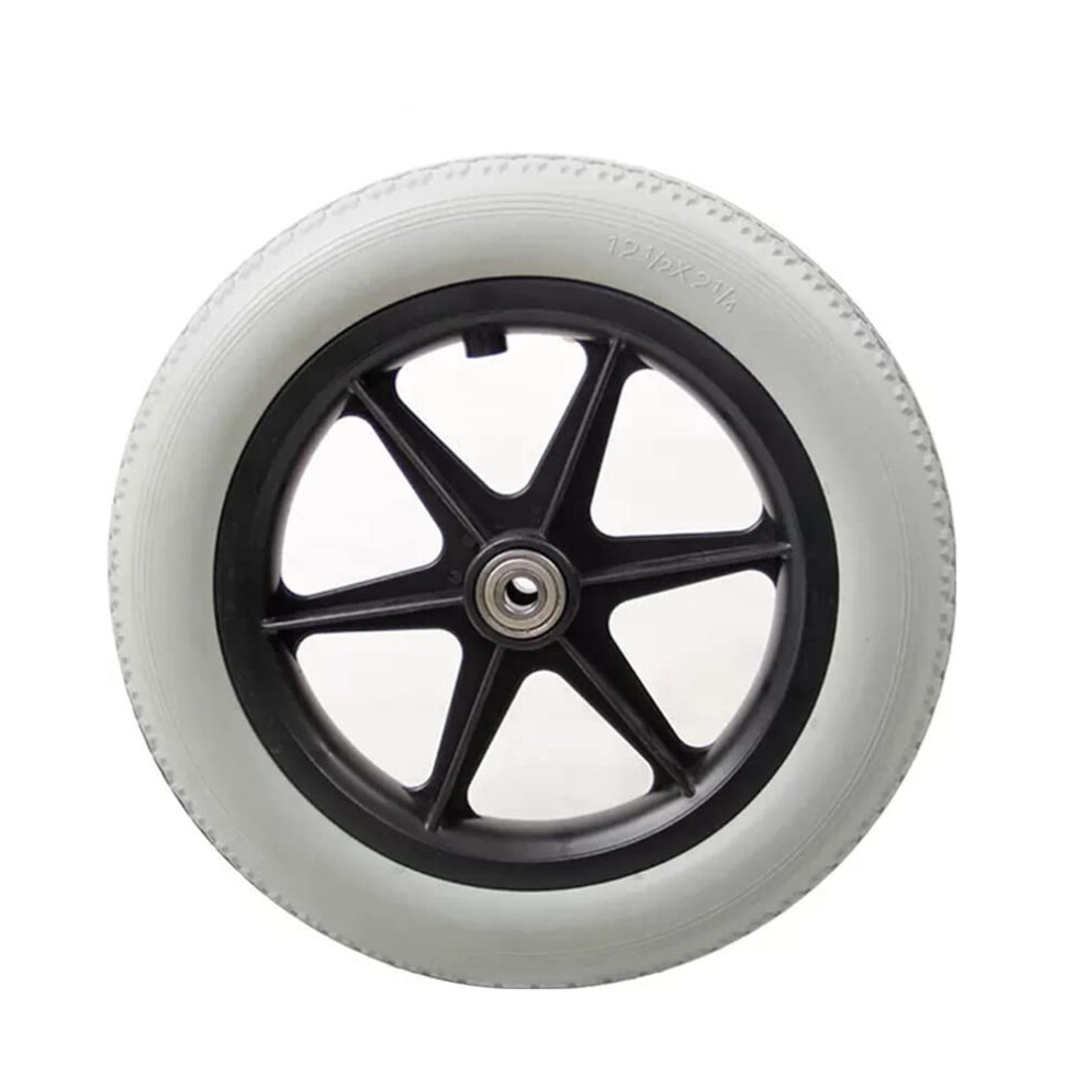 7 Inch Wheelchair Front Wheels Replacement, Solid PVC AntiSlip Casters, Puncture Durable Design
