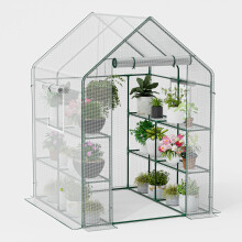 Walkin Outdoor Greenhouse 56x56x78 Inch with Weatherproof PE Cover, Steel Frame and Screen Windows for Winter Plants