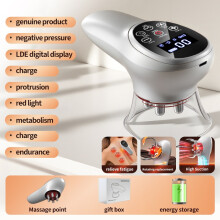(Pearl White) Electric Handheld Massager with Vacuum Cupping for Body Sculpting & Therapy