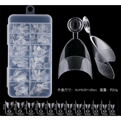 (A) 240 Semi-Covered Almond Pre-Filed Nail Tips