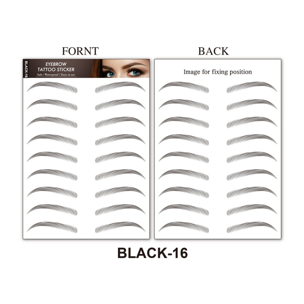 Black (-16) 1 Sheet Eyebrows Sticker Water Transfer Hair-Like Eye Brow 6D Tattoo Stickers