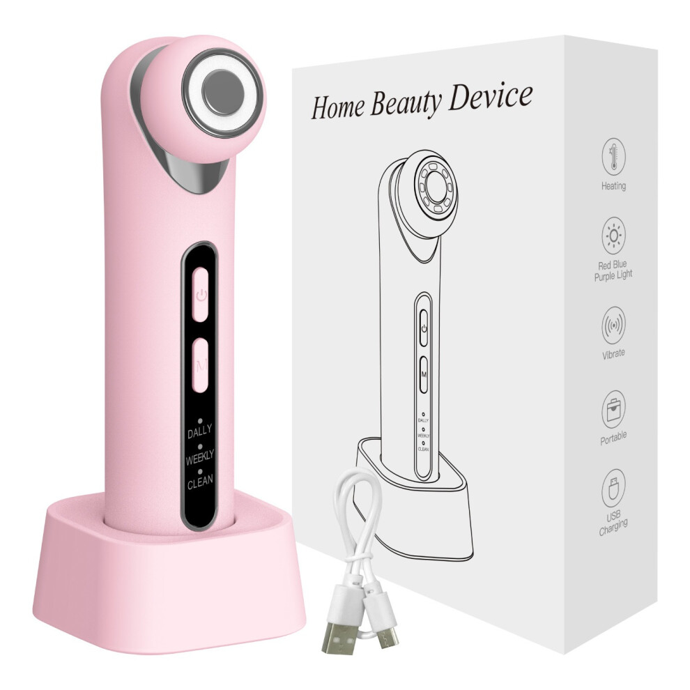 Pink/Light () 3 Color Therapy Beauty Device 6 In1 Vibration Massage Pore Cleansing