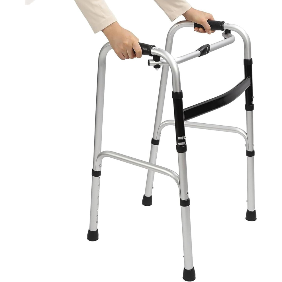 Folding Walker for Seniors with Wheels, Adjustable Height Aluminum Rollator, Lightweight Mobility Aid for Elderly