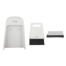 Mini Dustpan and Brush Set with Dual Brush Heads, Compact Desk Cleaning Kit for Home Office Car Grey White