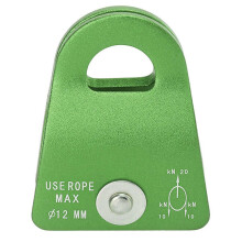 Green Single Climbing Pulley with Side Plate for Mountaineering, Smooth Rope Travel and Quick Installation