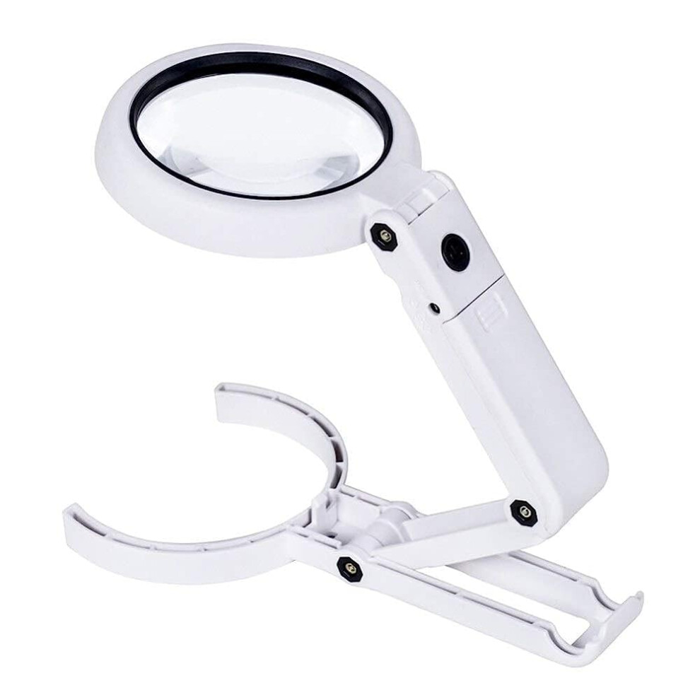 Light/White Magnifying Glass With 5X 11X Dual Magnification Led Handheld Foldable Magnifier For Reading Jewelry