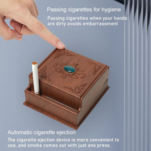 Vintage Cigarette Case with Automatic Ejection Design, Wood Grain Finish for 100mm Cigarettes Gift 1