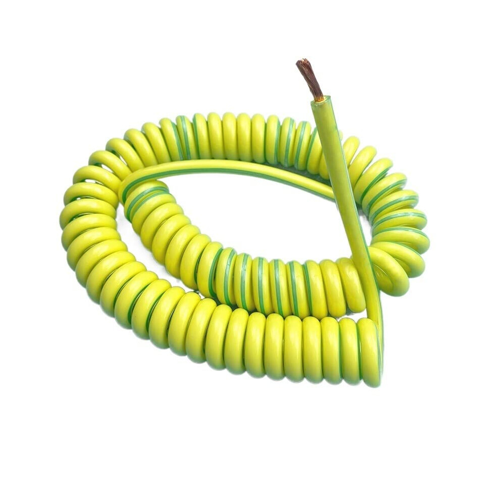 Yellow Green Retractable Ground Wire 17Awg Single Core Copper Spiral Cable 3M Flexible Grounding Line 9330225722137