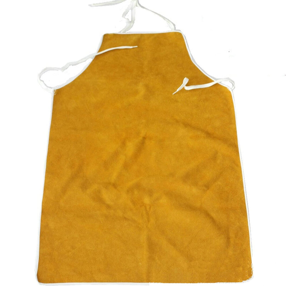 Yellow Leather Welding Apron 70X100cm Heat And Flame Resistant Heavy Duty Cowhide Apron Adjustable For Welders 9310869732495
